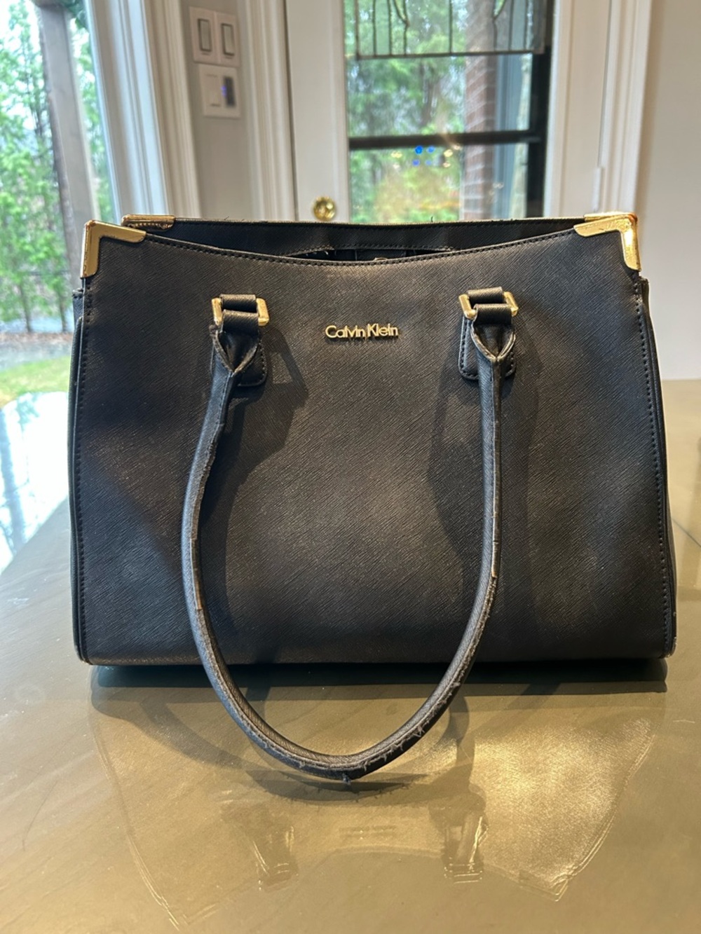 Calvin Klein Black Satchel with Gold Hardware